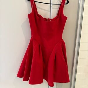 House of CB Red Fit and Flare Sweetheart Midi Dress